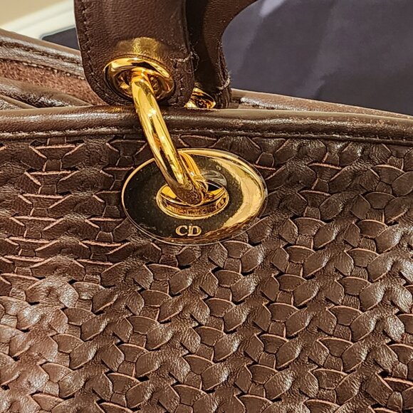 Excellent!! CHRISTIAN DIOR: Soft leather Woven “Lady Dior” bag - Picture 5 of 15